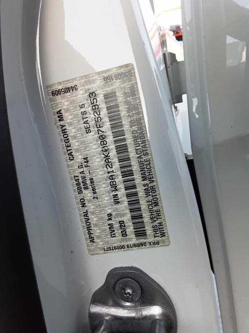 bmw 2 Series 218I Mar 2020 Parts & Wrecking