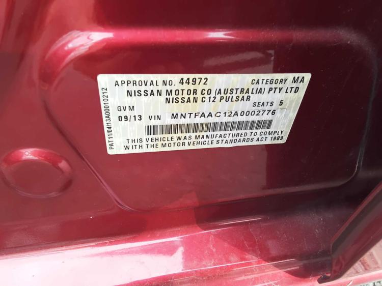 nissan Pulsar ST Sep 2013 Parts & Wrecking