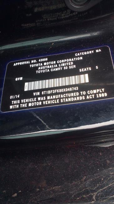 toyota Camry ATARA Jan 2014 Parts & Wrecking