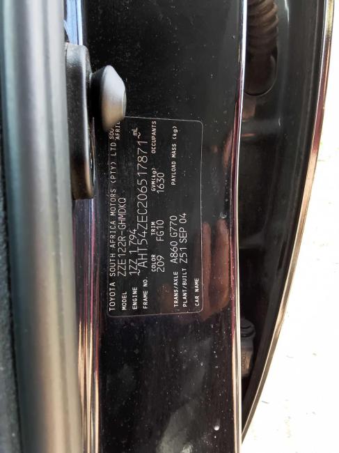 toyota Corolla ASCENT Sep 2004 Parts & Wrecking