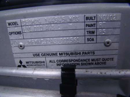 mitsubishi Mirage 12 2002 Parts & Wrecking