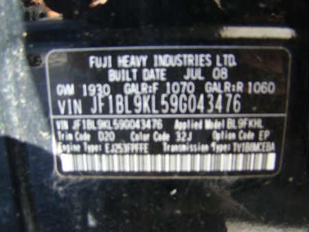 subaru LIBERTY Sep 2008 Parts & Wrecking