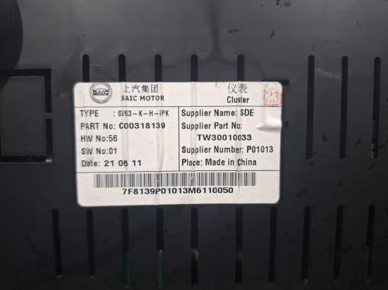 ldv Deliver 9 MWB MID ROOF Aug 2021 INSTRUMENT CLUSTER 