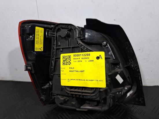 volkswagen Polo 6R Jul 2014 RIGHT TAILLIGHT 