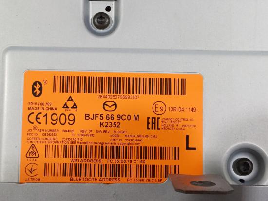 mazda 3 MAXX Sep 2015 STEREO/HEAD UNIT 