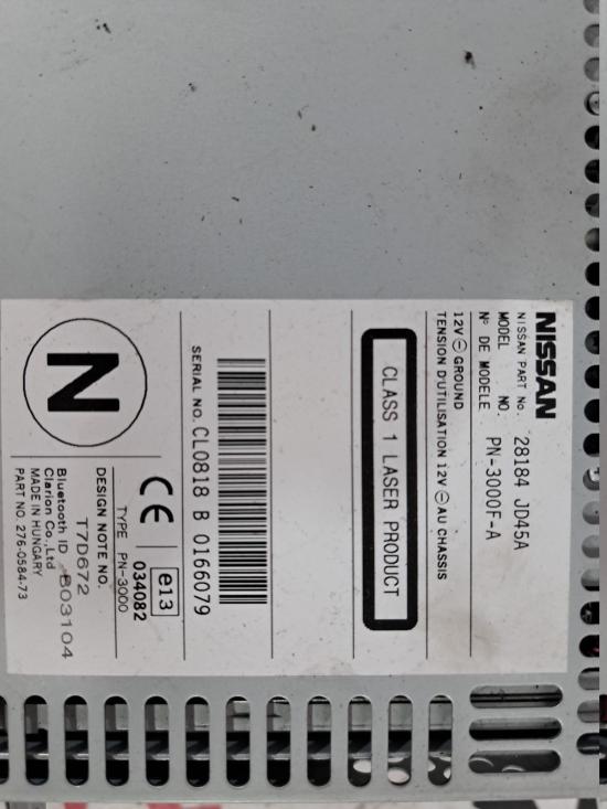 nissan Dualis Jul 2011 STEREO/HEAD UNIT 