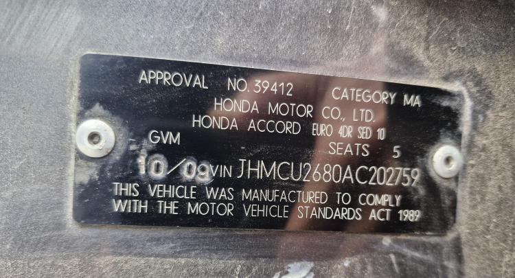 honda Accord Oct 2009 Parts & Wrecking