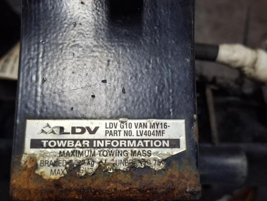 ldv G10 Van Dec 2019 TOWBAR 