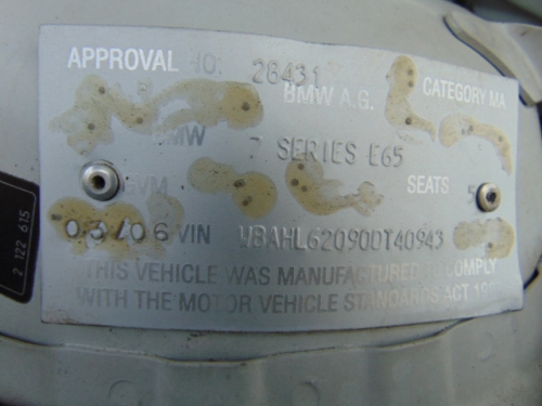 bmw 740i E65 E66 Mar 2006 Parts & Wrecking