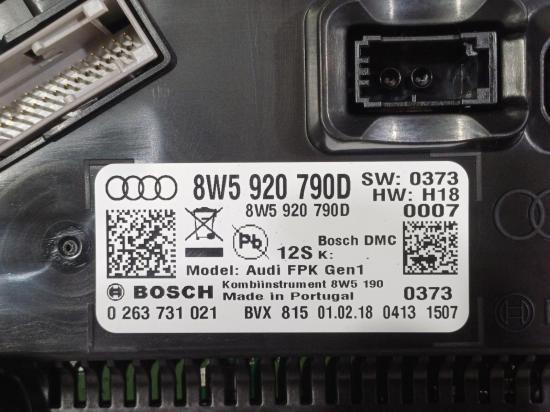 audi A4 2.0 TFSI CUATTRO Dec 2018 INSTRUMENT CLUSTER 