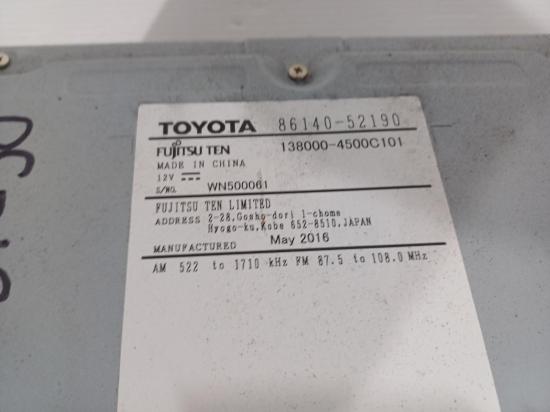 toyota Yaris Jun 2016 STEREO/HEAD UNIT 