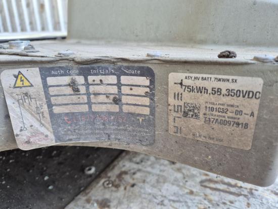 tesla Model S MODEL S 60KW EV 1 SPEED RWD Jan 2017 High Voltage Battery 