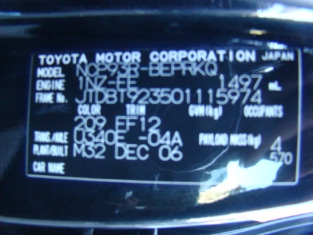 toyota Yaris Dec 2006 Parts & Wrecking