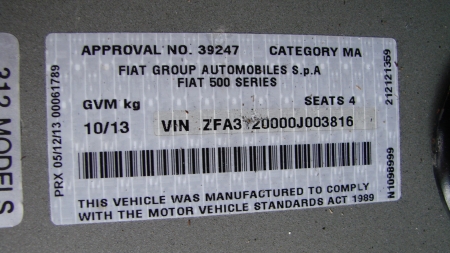 fiat 500 Oct 2013 Parts & Wrecking