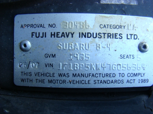 subaru Liberty Jun 2007 Parts & Wrecking