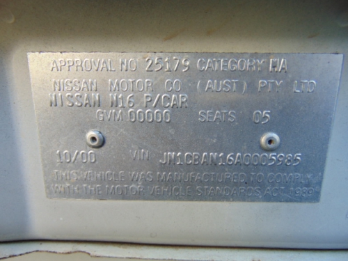 nissan Pulsar Oct 2000 Parts & Wrecking