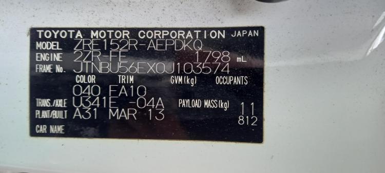 toyota Corolla ASCENT Mar 2011 Parts & Wrecking