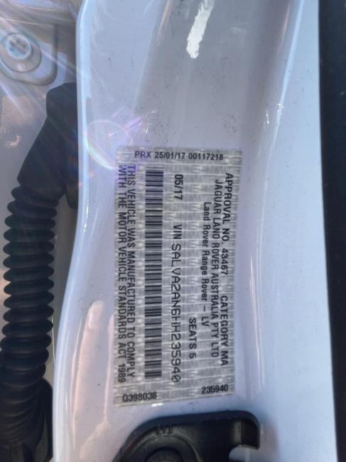 land rover Rangerover Evoque LV 2017 Parts & Wrecking