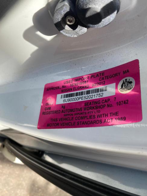 nissan Elgrand E52 Mar 2012 Parts & Wrecking