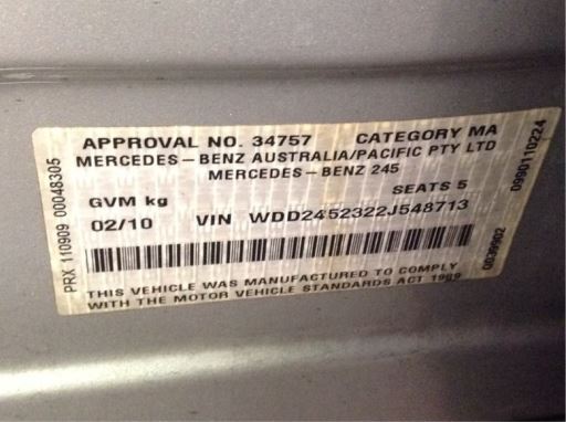 mercedes benz B180 W245 1.7L M266.940 02 2010 Parts & Wrecking
