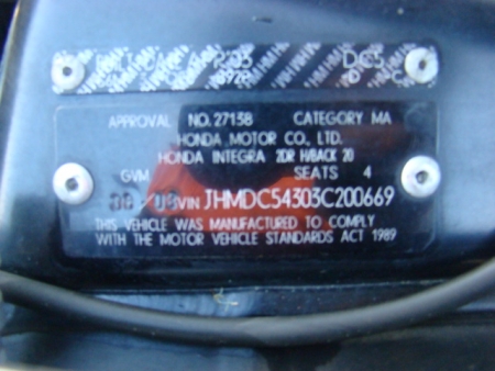 honda Integra Jun 2003 Parts & Wrecking