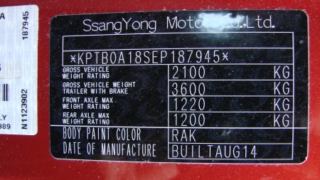 ssangyong Korando Jan 2015 Parts & Wrecking