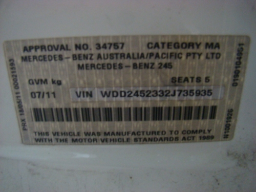 mercedes benz B200 Jul 2011 Parts & Wrecking