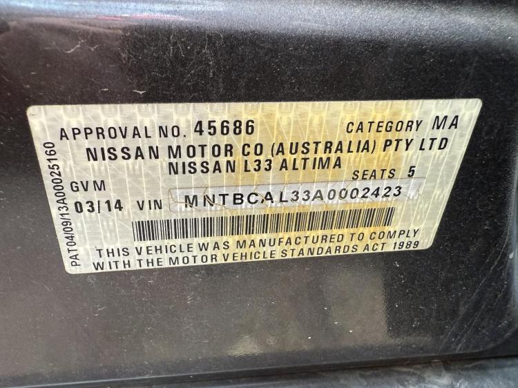 nissan Altima L33 Jan 2014 Parts & Wrecking