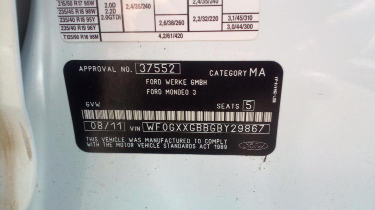 ford Mondeo LX Aug 2011 Parts & Wrecking