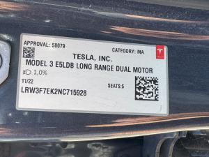 2022 Tesla 3 E5LDB LONG RANGE DUAL MOTOR image 5