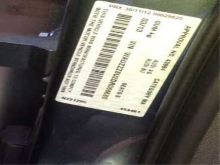 audi A3 TFSI QUATTRO 2013 Parts & Wrecking