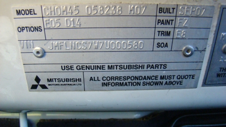 mitsubishi Lancer Oct 2007 Parts & Wrecking