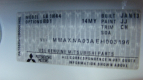 mitsubishi Mirage Feb 2013 Parts & Wrecking