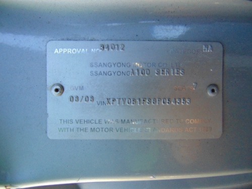 ssangyong Stavic Aug 2008 Parts & Wrecking