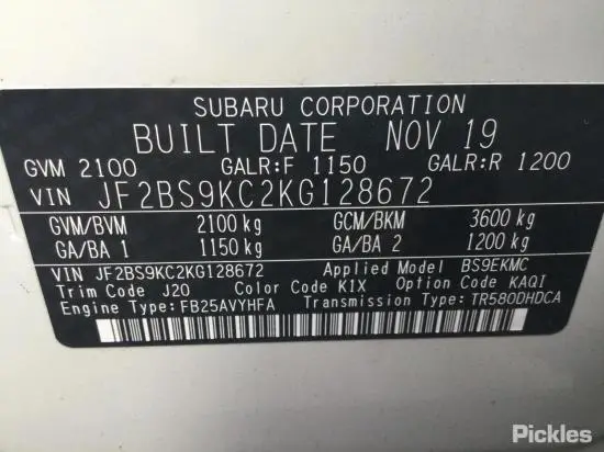 Subaru Outback 2.5I 6 GEN WHIE nov 2019 Parts & Wrecking Campbelltown ...