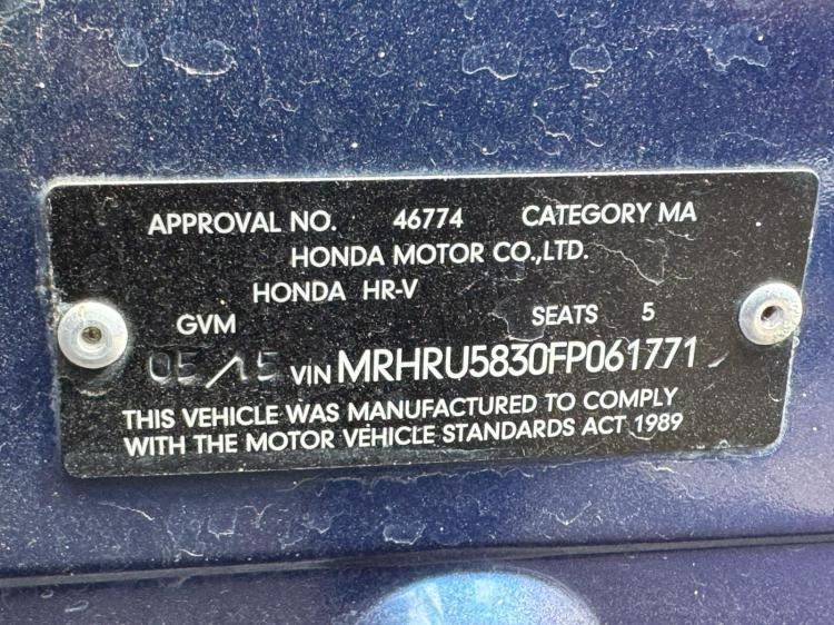 honda Hr V May 2015 Parts & Wrecking