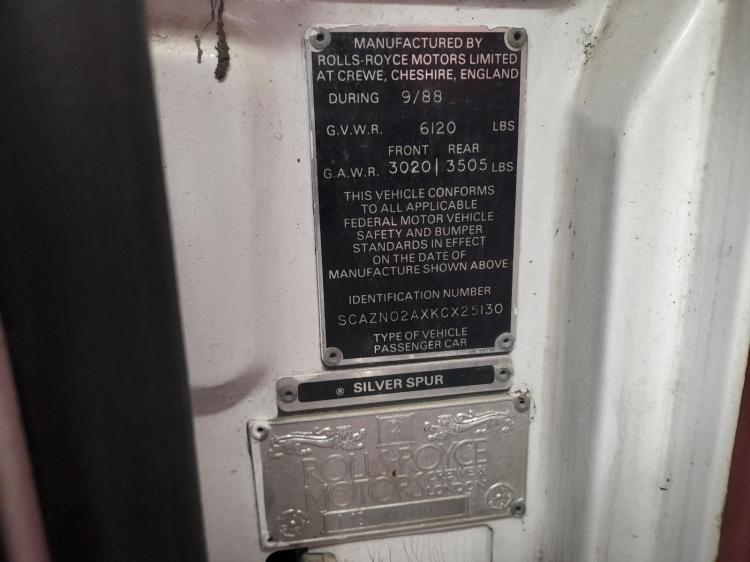 rolls royce Silver Spur 6.75L AUTO 3SPD RWD LWB LHD Jan 1988 Parts & Wrecking