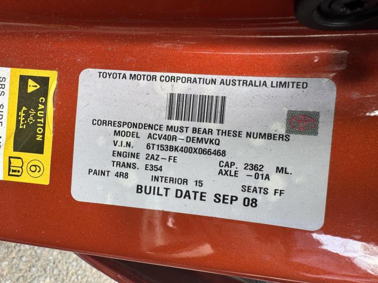 toyota Camry 2008 Parts & Wrecking