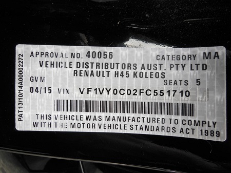 renault Koleos BOSE 4X2 02 2015 Parts & Wrecking