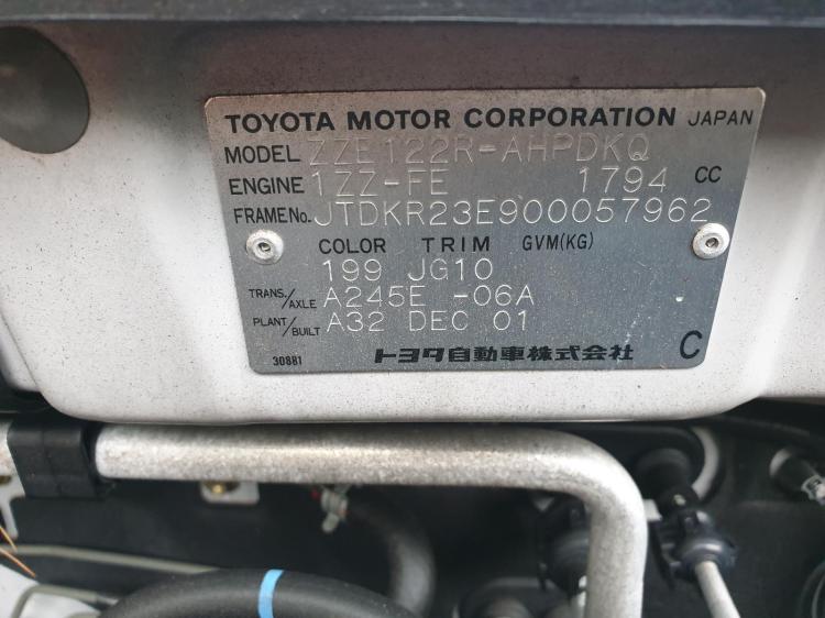 toyota Corolla 2002 Parts & Wrecking