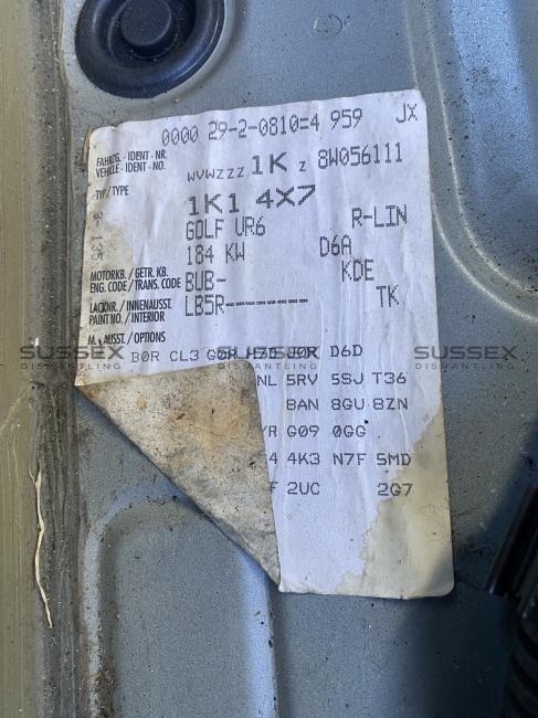 volkswagen Golf MK5 R32 Jul 2007 Parts & Wrecking