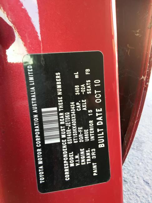 toyota Aurion AT-X Oct 2010 Parts & Wrecking