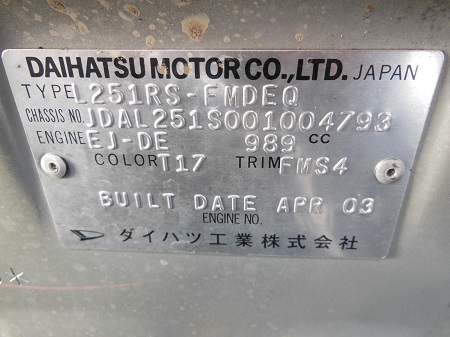 daihatsu Charade 05 2003 Parts & Wrecking