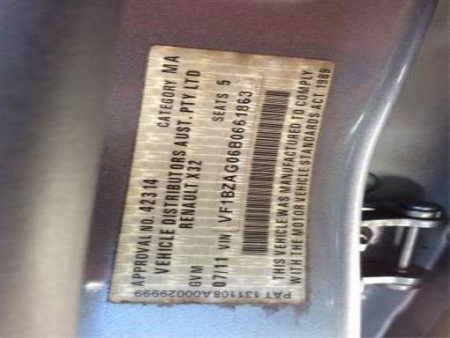 renault Megane 2.0L M4R 2011 Parts & Wrecking