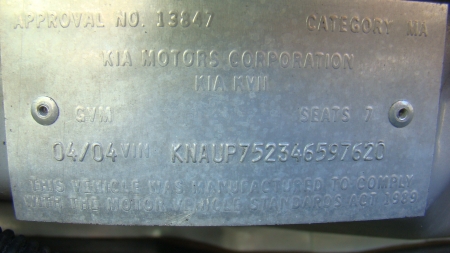 kia Carnival Apr 2004 Parts & Wrecking