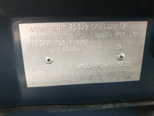 nissan Pulsar 2002 Parts & Wrecking