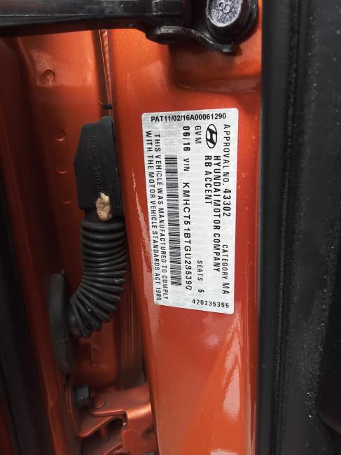 hyundai Accent ACTIVE Mar 2016 Parts & Wrecking